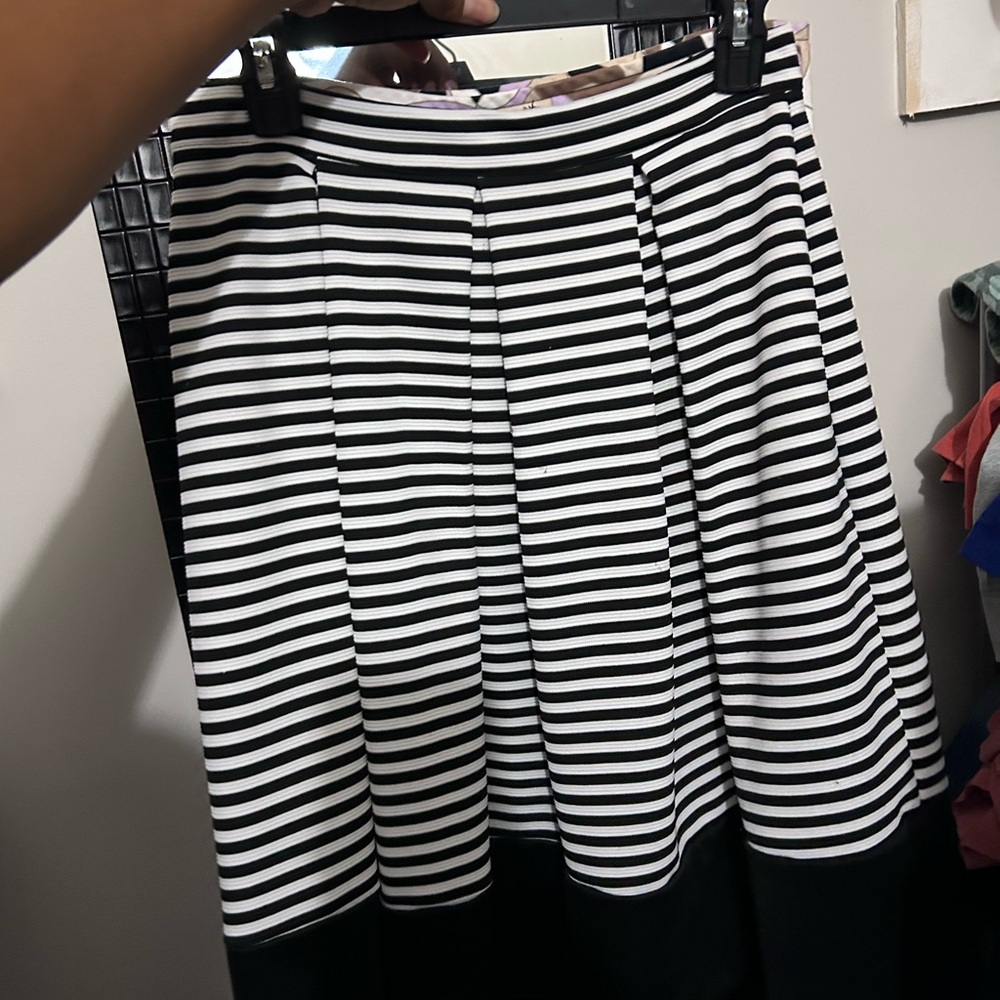 Black and White Striped Women's Skirt